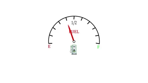 Fuel miter icon animation.empty fuel warning light in car dashboard. Stock Footage 302237276