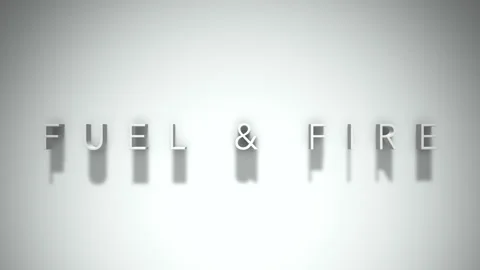 Fuel n fire 3D title animation with shadows on a white background Stock Footage 296848336