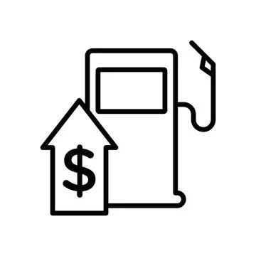 Fuel price increase icon linear logo mark in black and white Stock Illustration