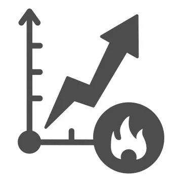 Fuel price increase solid icon. Energy market price growth graph, trading chart Illustrazione stock