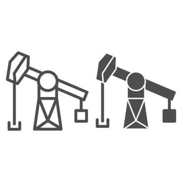 Fuel production line and solid icon. Fossil rig, extraction gas process. Oil イラスト素材