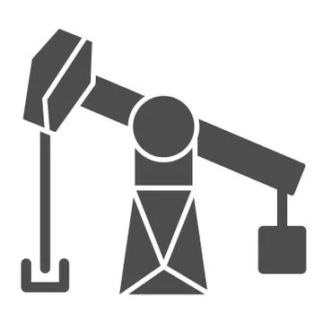 Fuel production solid icon. Fossil rig, extraction gas process. Oil industry Illustrazione stock