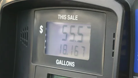 Fuel Pump Counter Dollars in 4K Stock Footage 86377375