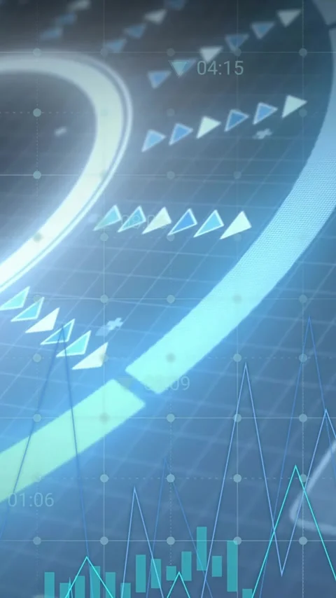 Fuel pump icon and data charts animation over digital interface background Video stock 320034884