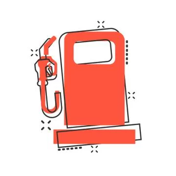 Fuel pump icon in comic style. Gas station cartoon sign vector illustration o Stock Illustration