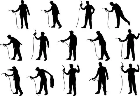 Fuel pump man silhouettes Illustrazione stock