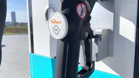 Fuel pump at a new hydrogen gas station, Germany Stock Footage 320880096