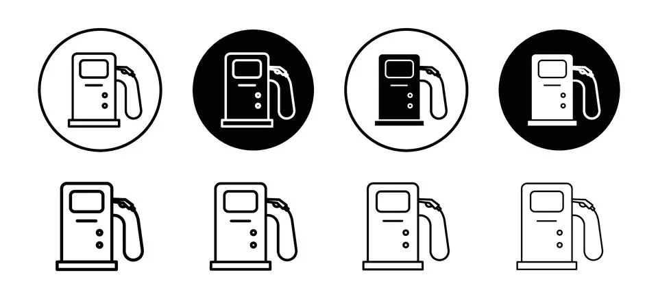 Fuel pump vector icon set collection. Fuel pump Outline flat Icon. Illustrazione stock
