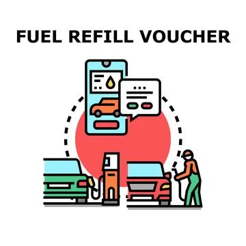 Fuel refill voucher value increasing vehicle economy Stock Illustration