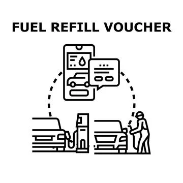 Fuel refill voucher value increasing vehicle economy Stock Illustration