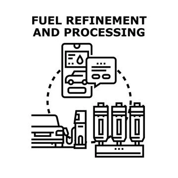 Fuel refinement processing and digital refueling service concept Stock Illustration