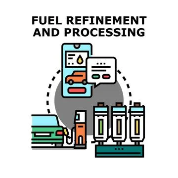 Fuel refinement processing and digital refueling service concept Stock Illustration
