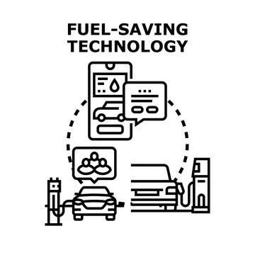 Fuel saving technology comparing electric and gasoline cars Stock Illustration