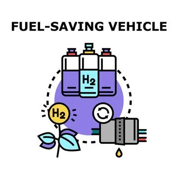 Fuel saving vehicle having hydrogen energy production concept Stock Illustration