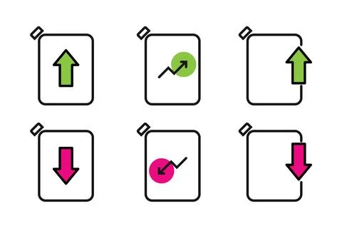 Fuel set icon with arrows up or down. Diesel business concept イラスト素材