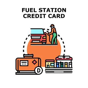 Fuel station ecosystem with car refueling and payment Stock Illustration
