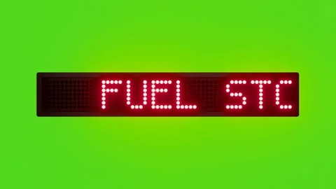 FUEL STORAGE Scrolling Red Dot Matrix LED Text Animation on Green Screen Stock Footage 317365330