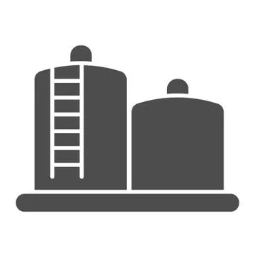 Fuel storage solid icon. Tank farm with liquid. Oil industry vector design Illustrazione stock