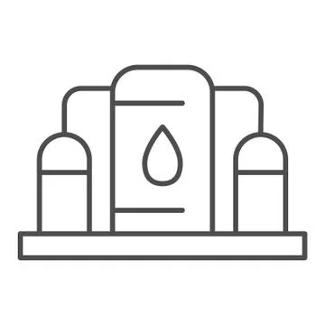 Fuel storage thin line icon. Underground reservoir system, flammable gas tanks Stock Illustration