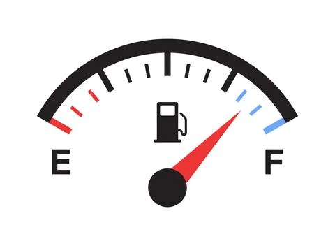 Fuel tank meter icon in flat style. Petrol gauge dashboard vector illustrat.. Stockillustratie