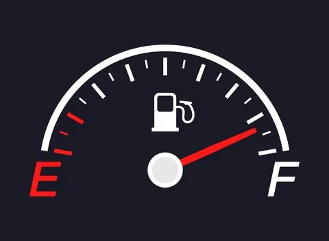 Fuel tank meter icon in flat style. Petrol gauge dashboard vector illustrat.. Stock Illustration