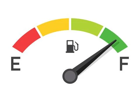 Fuel tank meter icon in flat style. Petrol gauge dashboard vector illustrat.. Stock Illustration