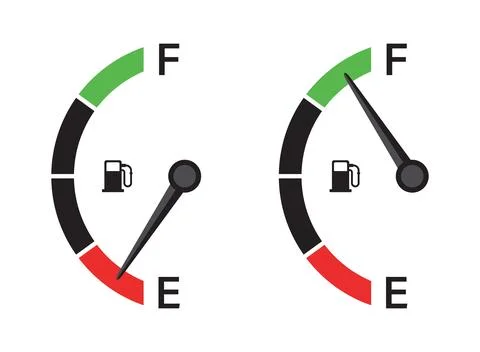 Fuel tank meter icon in flat style. Petrol gauge dashboard vector illustrat.. Stock Illustration