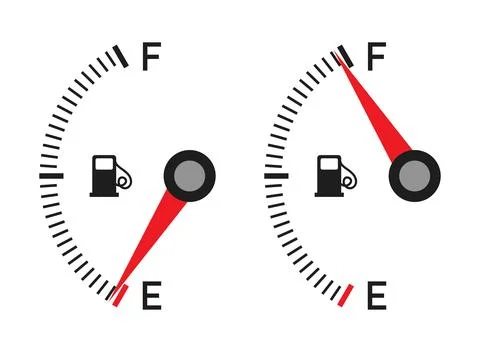 Fuel tank meter icon in flat style. Petrol gauge dashboard vector illustrat.. Stock Illustration
