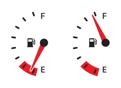 Fuel tank meter icon in flat style. Petrol gauge dashboard vector illustrat.. Stockillustratie