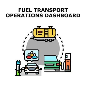 Fuel transport operations management dashboard displaying energy delivery Stock Illustration