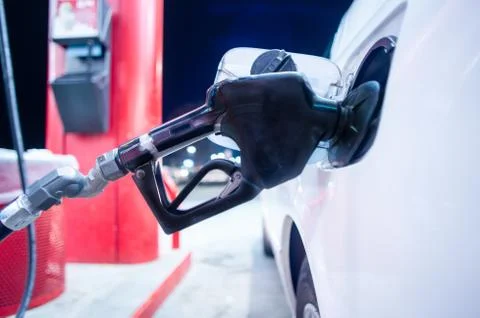 Fueling White Car Stock Photos