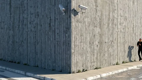 Fugitive running whilst being tracked by cameras Video stock 91778559