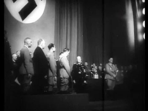 Fuhrer and Reich Chancellor of the German People Adolf Hitler gives a speech in Stock Footage