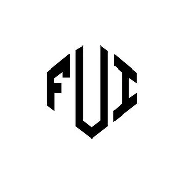 FUI letter logo design with polygon shape. FUI polygon and cube shape logo .. Stock Illustration