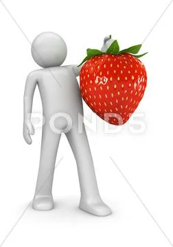 Fuits collection - man with sweet strawberry Stock Illustration