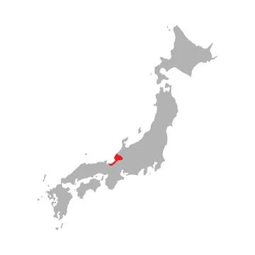 Fukui prefecture highlighted on the map of Japan Stock Illustration
