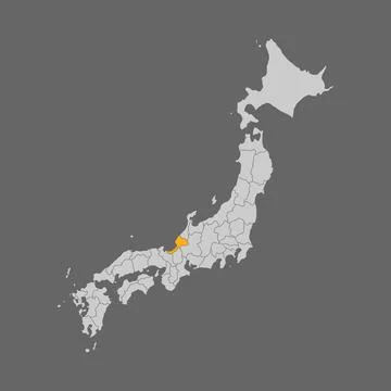 Fukui prefecture highlighted on the map of Japan Stock Illustration
