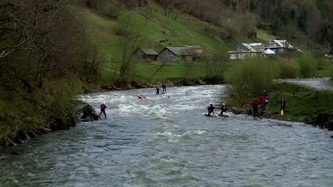 Fulfill rafting exercises Stock Footage 71630145