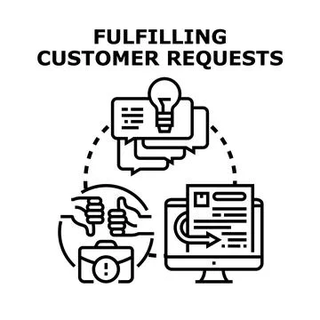 Fulfilling customer requests, feedback, and solutions lifecycle Stock Illustration