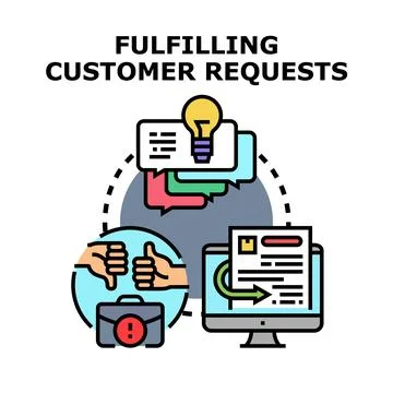 Fulfilling customer requests, feedback, and solutions lifecycle Stock Illustration