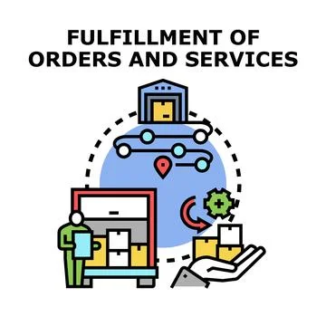 Fulfilling orders and services for modern business logistics Stock Illustration