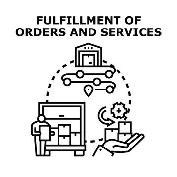 Fulfilling orders and services for modern business logistics Illustrazione stock