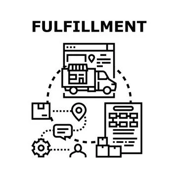 Fulfillment order processing delivering logistics service concept Illustrazione stock