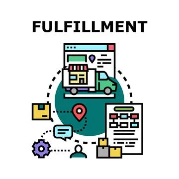 Fulfillment order processing delivering logistics service concept Stock Illustration