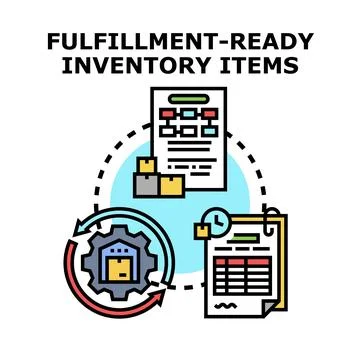 Fulfillment ready inventory items logistics cycle Stock Illustration