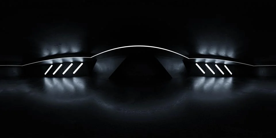 Full 360 degree equirectangular panorama hdri of dark industrial grunge building Stock Illustration