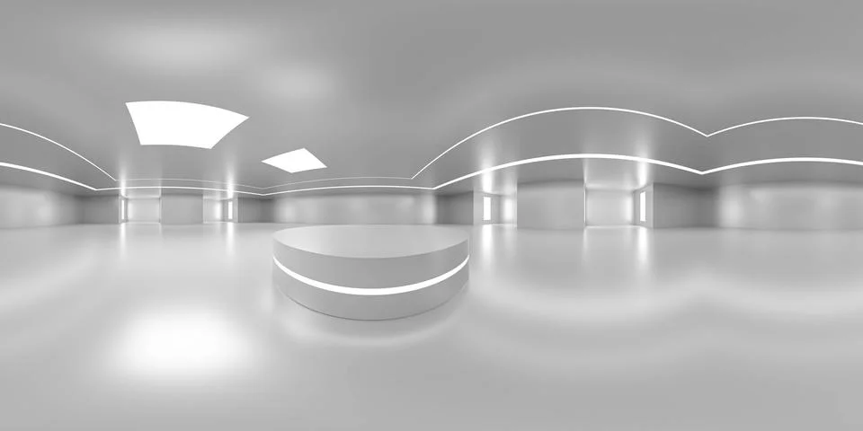 Full 360 degree equirectangular panorama hdri of modern futuristic white 库存插图
