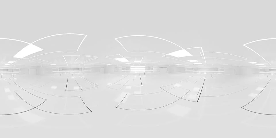 Full 360 degree equirectangular panorama hdri of modern futuristic white 스톡 일러스트