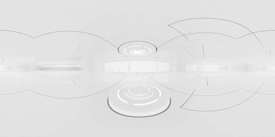 Full 360 degree equirectangular panorama hdri of modern futuristic white Stock Illustration