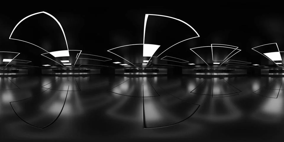 Full 360 degree equirectangular panorama hdri of dark modern futuristic shiny Stock Illustration